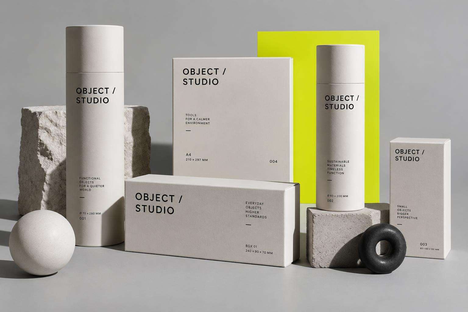 OBJECT / STUDIO — Brand Identity & Packaging concept mockup