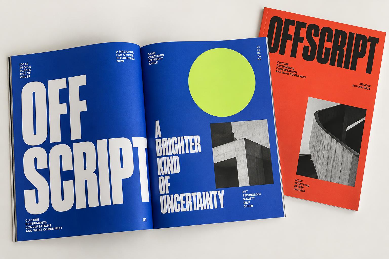 OFFSCRIPT — Editorial Design & Art Direction concept mockup